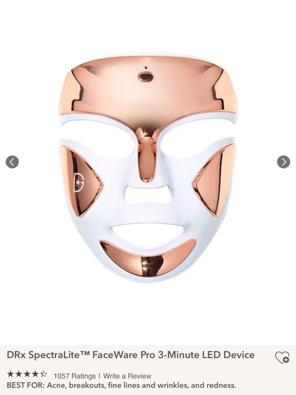Dr Dennis Goss SpectraLite FaceWare Pro LED Mask in Rose Gold and White